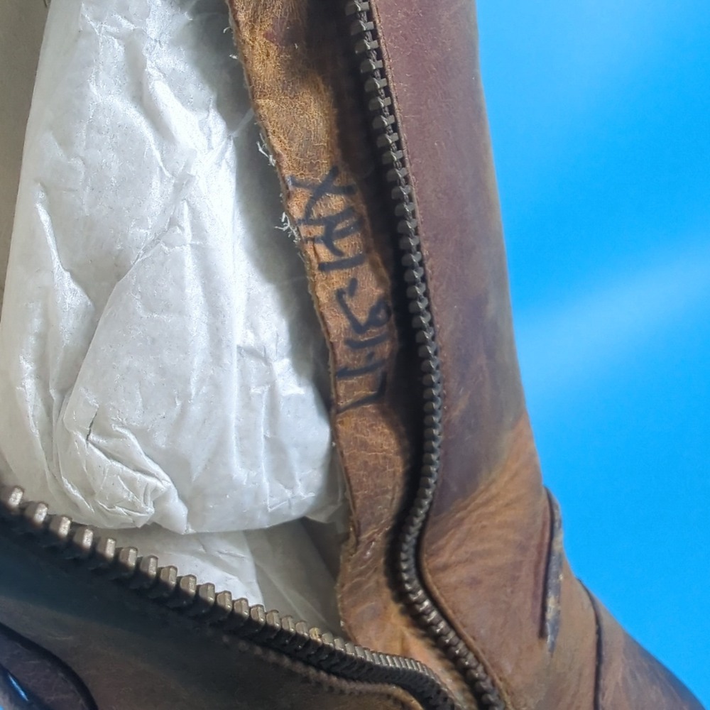 Frye Villager Lace 77610 Women's 8.5 M Brown Leather Tall Lace Up Boots With Box - Picture 9 of 15